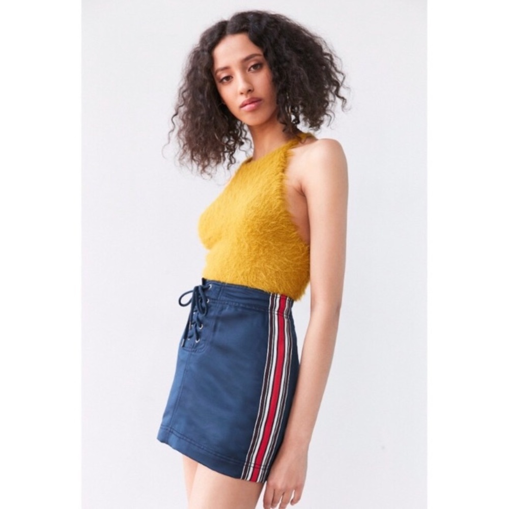 NWT Silence & Noise Navy Tie-up Varsity Mini Skirt Women’s Size Medium